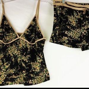 EUC La Perla silk floral cami shorts PJ set sz L